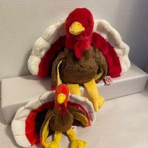 Ty Gobbles the Turkey Beanie Baby & Buddy NWT’s